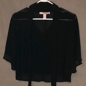 Black Sheer Tie Blouse